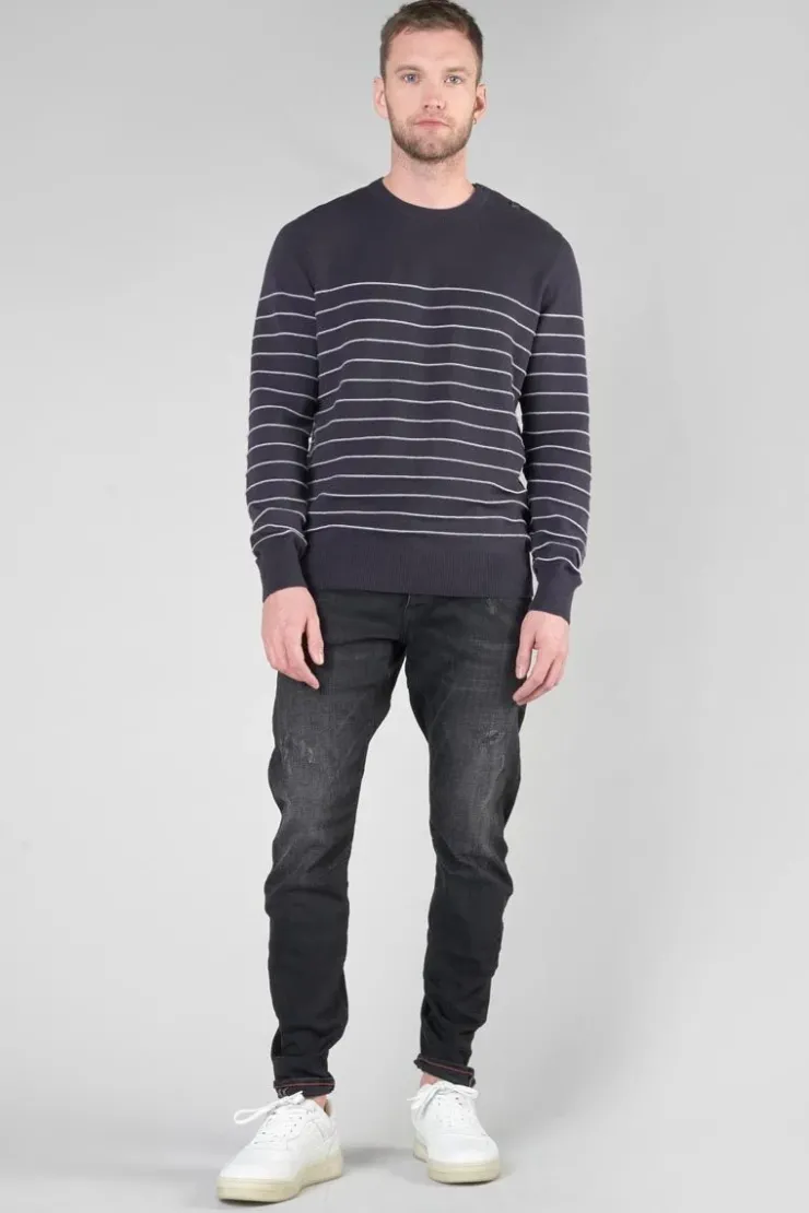 Homme Le Temps des Cerises Pulls & Cardigans-Pull Vogel Bleu Nuit A Rayures