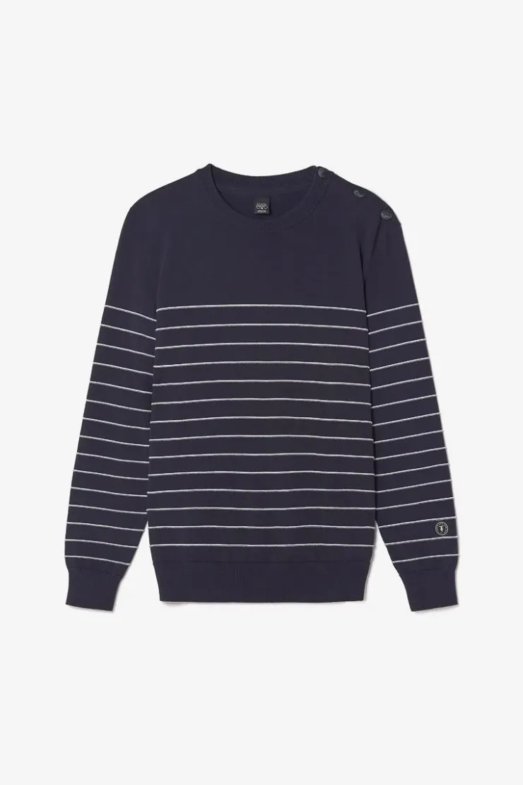 Homme Le Temps des Cerises Pulls & Cardigans-Pull Vogel Bleu Nuit A Rayures