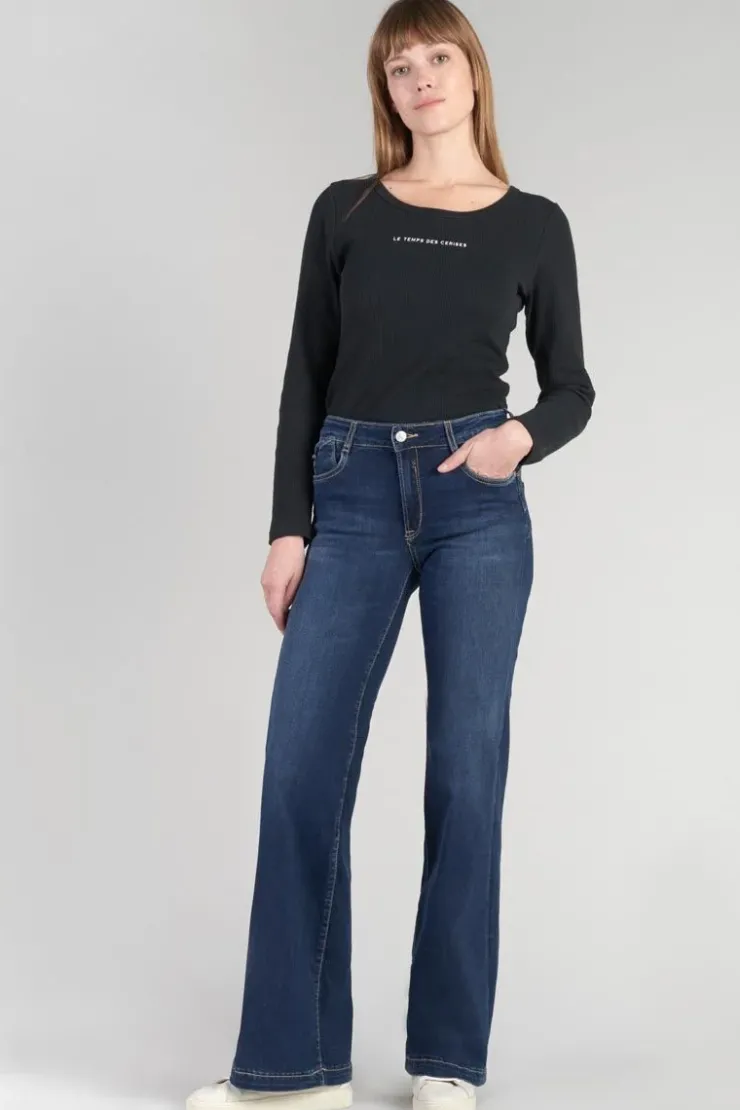 Femme Le Temps des Cerises Taille Haute-Pulp Flare Taille Haute Jeans Bleu N°1