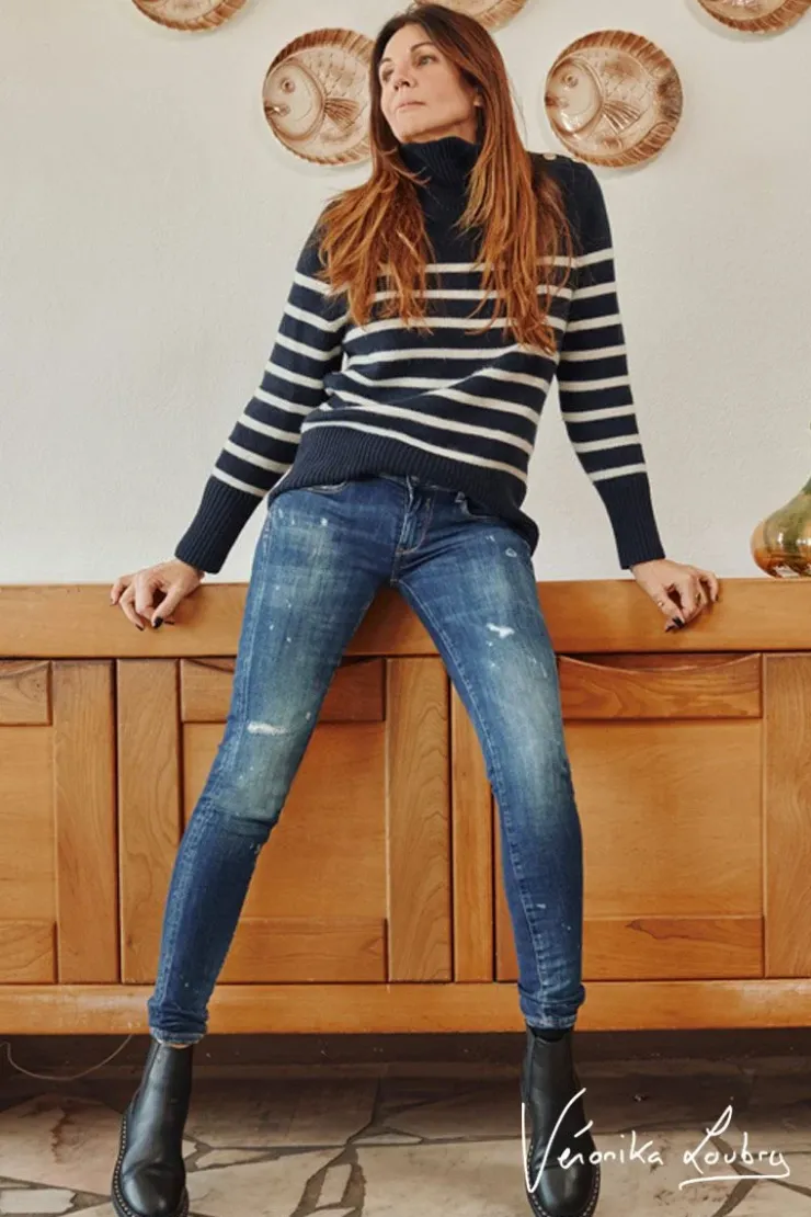 Femme Le Temps des Cerises Coupe Slim-Pulp Slim By Veronika Loubry Jeans Bleu N°2