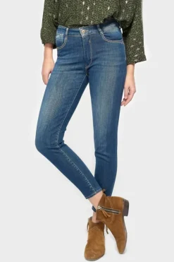 Femme Le Temps des Cerises Coupe Slim-Pulp Slim Taille Haute 7/8Eme Jeans Bleu N°2