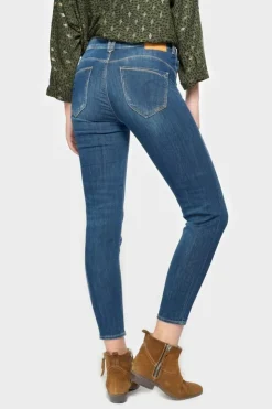 Femme Le Temps des Cerises Coupe Slim-Pulp Slim Taille Haute 7/8Eme Jeans Bleu N°2