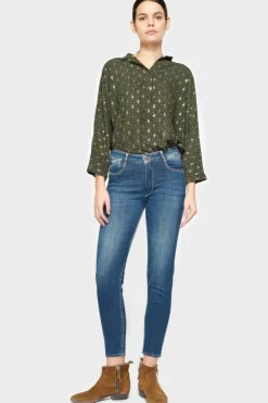 Femme Le Temps des Cerises Coupe Slim-Pulp Slim Taille Haute 7/8Eme Jeans Bleu N°2