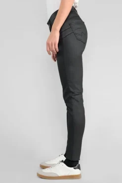 Femme Le Temps des Cerises Coupe Slim-Pulp Slim Taille Haute 7/8Eme Jeans Enduit Noir N°0