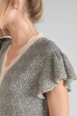 Femme Le Temps des Cerises Robes-Robe Aliette A Motif Et Noir