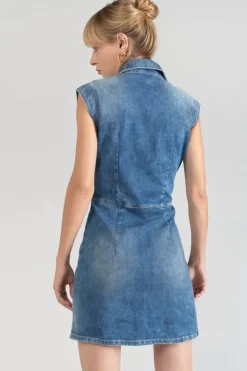Femme Le Temps des Cerises Robes-Robe Diderot En Jeans Bleu