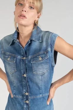 Femme Le Temps des Cerises Robes-Robe Diderot En Jeans Bleu