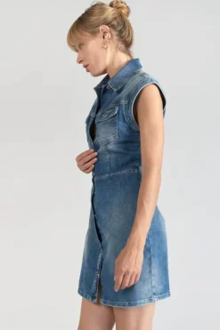 Femme Le Temps des Cerises Robes-Robe Diderot En Jeans Bleu