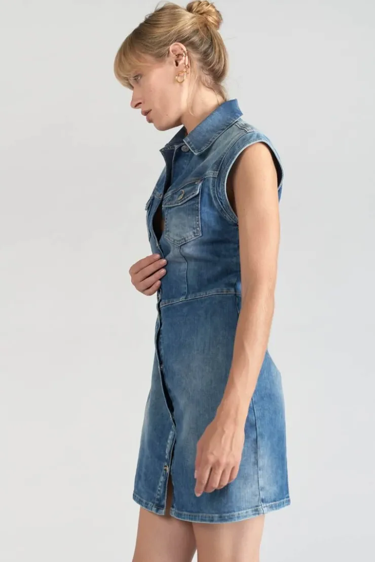 Femme Le Temps des Cerises Robes-Robe Diderot En Jeans Bleu