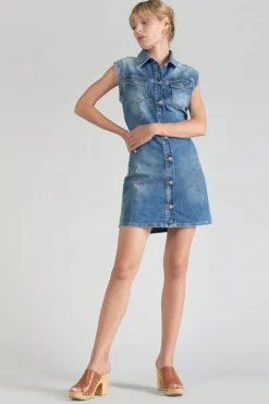 Femme Le Temps des Cerises Robes-Robe Diderot En Jeans Bleu