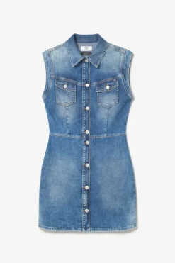 Femme Le Temps des Cerises Robes-Robe Diderot En Jeans Bleu