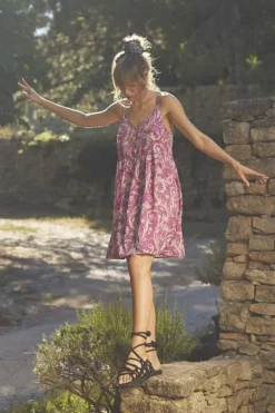 Femme Le Temps des Cerises Robes-Robe Elden Violine A Motif Cachemire