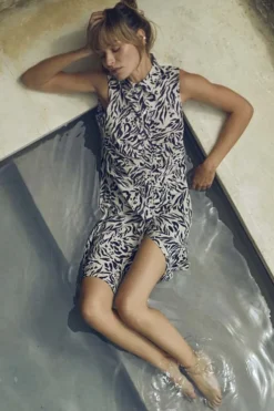 Femme Le Temps des Cerises Robes-Robe En Lin Melange Muna A Motif Animalier