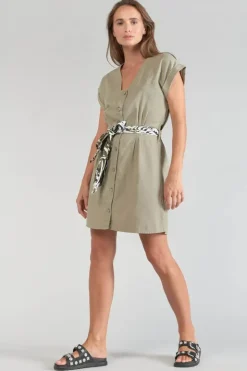 Femme Le Temps des Cerises Robes-Robe Eourres Kaki Clair