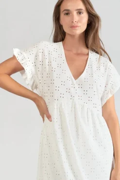 Femme Le Temps des Cerises Robes-Robe Lia Ajouree Blanche