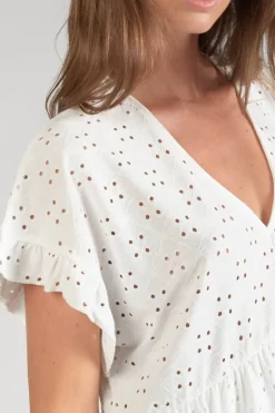 Femme Le Temps des Cerises Robes-Robe Lia Ajouree Blanche