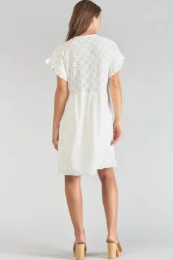 Femme Le Temps des Cerises Robes-Robe Lia Ajouree Blanche
