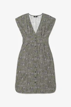 Femme Le Temps des Cerises Robes-Robe Longue Croft Kaki A Motif Fleuri