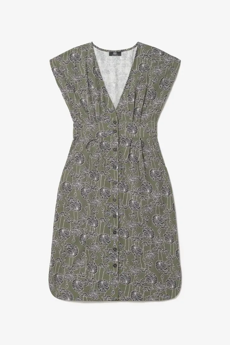 Femme Le Temps des Cerises Robes-Robe Longue Croft Kaki A Motif Fleuri