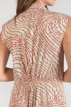 Femme Le Temps des Cerises Robes-Robe Longue Cuoco A Motif Orange Et Noir