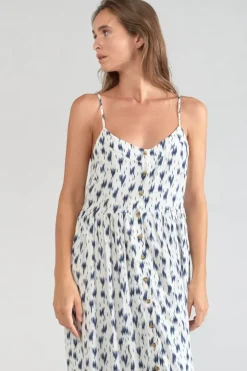 Femme Le Temps des Cerises Robes-Robe Longue Evita Tie And Dye Bleu