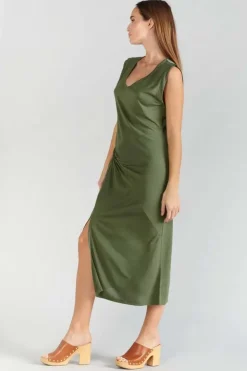 Femme Le Temps des Cerises Robes-Robe Longue Gana Kaki