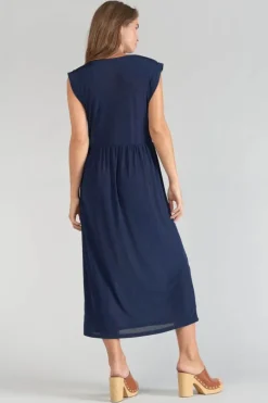 Femme Le Temps des Cerises Robes-Robe Longue Nata Bleu Marine