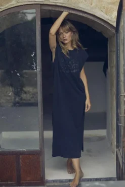 Femme Le Temps des Cerises Robes-Robe T-Shirt Longue Poppy Noire