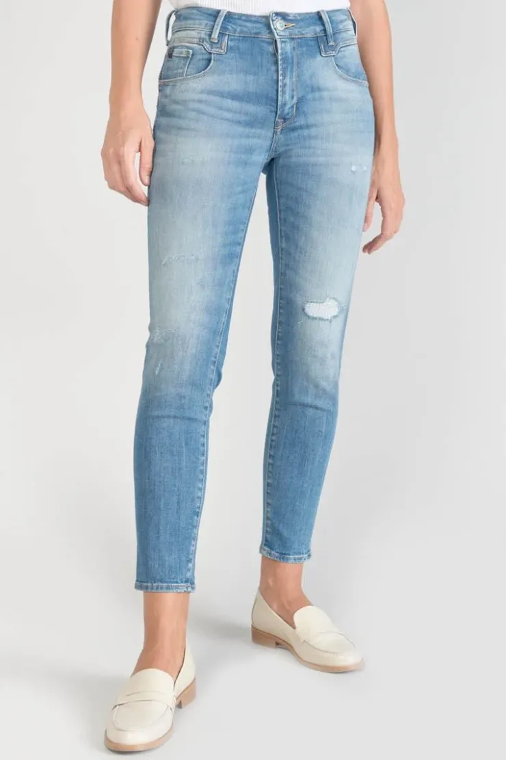 Femme Le Temps des Cerises Coupe Slim-Sabi Pulp Slim Taille Haute 7/8Eme Jeans Destroy Bleu N°3