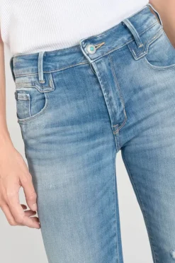 Femme Le Temps des Cerises Coupe Slim-Sabi Pulp Slim Taille Haute 7/8Eme Jeans Destroy Bleu N°3