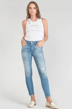 Femme Le Temps des Cerises Coupe Slim-Sabi Pulp Slim Taille Haute 7/8Eme Jeans Destroy Bleu N°3