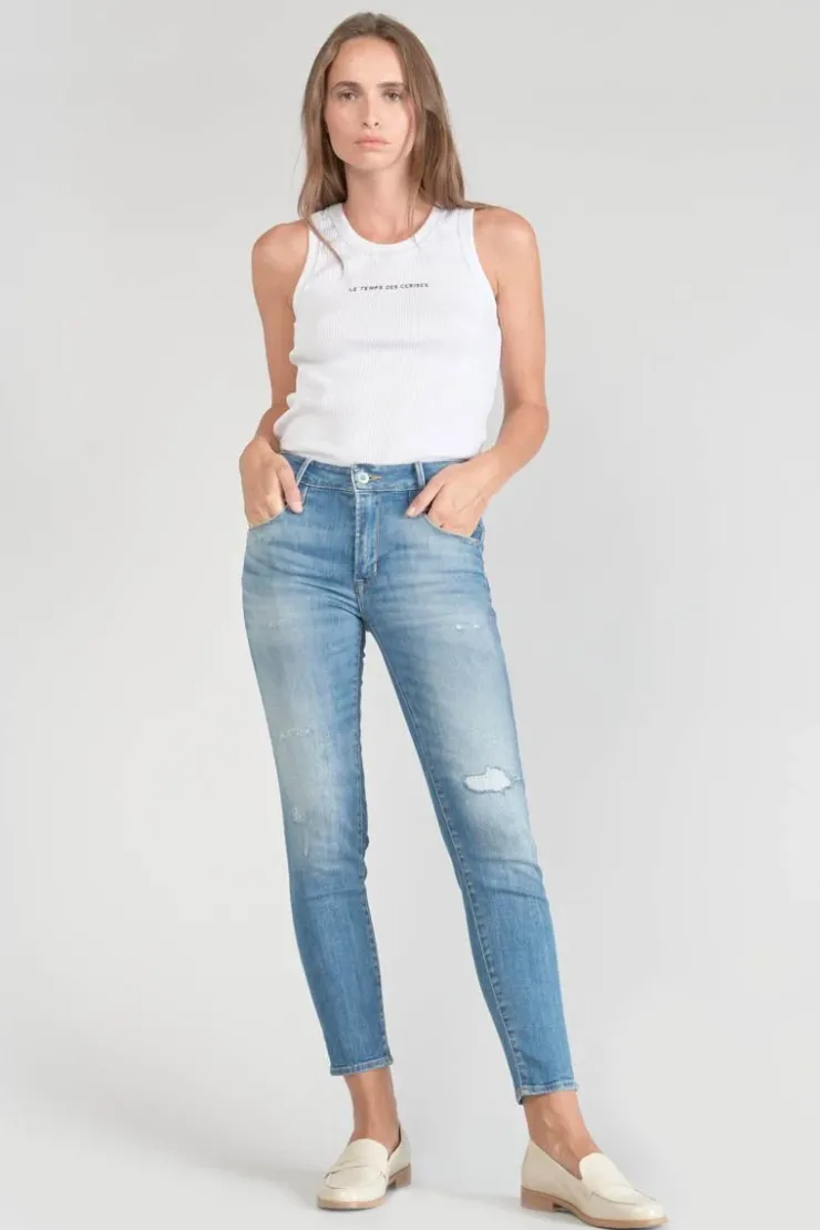Femme Le Temps des Cerises Coupe Slim-Sabi Pulp Slim Taille Haute 7/8Eme Jeans Destroy Bleu N°3