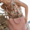 Femme Le Temps des Cerises Sacs & Portefeuilles-Sac Astier En Cuir Suede Rose Poudre
