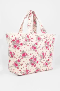 Femme Le Temps des Cerises Sacs & Portefeuilles-Sac Cabas Micky A Motif Fleuri Rose