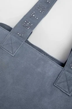 Femme Le Temps des Cerises Sacs & Portefeuilles-Sac Cabas Micky En Cuir Suede Bleu Gris