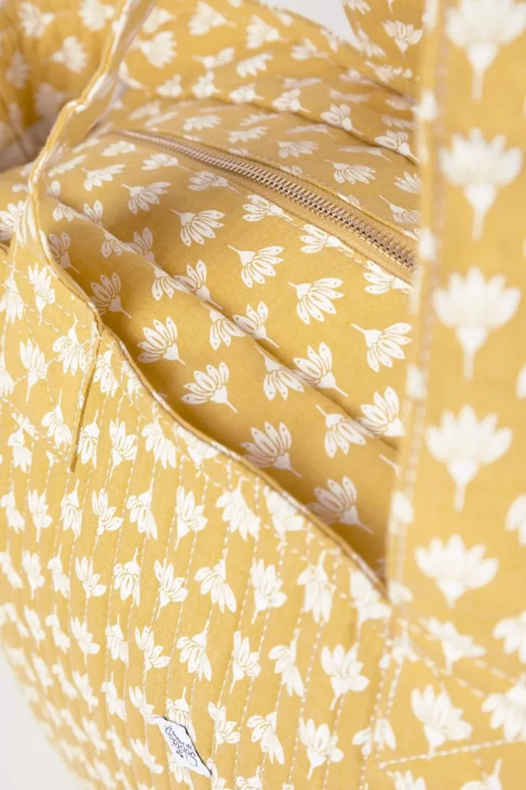 Femme Le Temps des Cerises Sacs & Portefeuilles-Sac Cabas Micky Jaune A Motif Fleuri