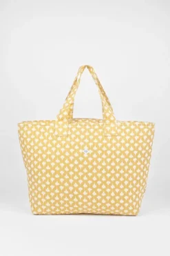 Femme Le Temps des Cerises Sacs & Portefeuilles-Sac Cabas Micky Jaune A Motif Fleuri