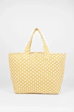 Femme Le Temps des Cerises Sacs & Portefeuilles-Sac Cabas Micky Jaune A Motif Fleuri