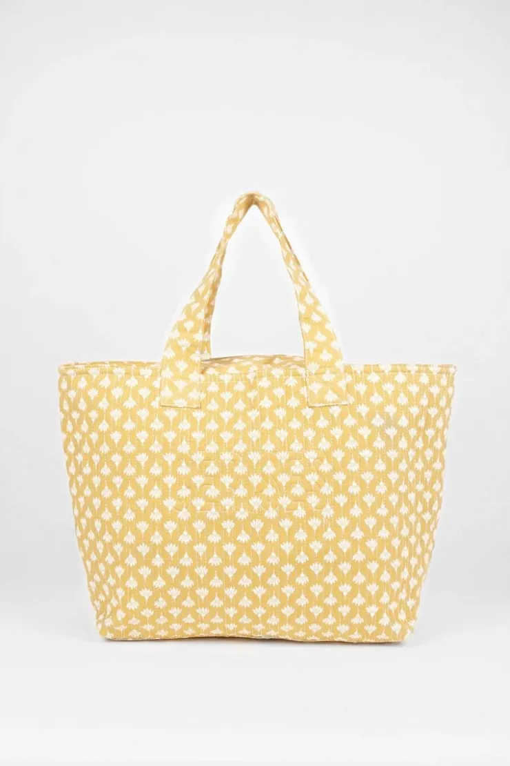 Femme Le Temps des Cerises Sacs & Portefeuilles-Sac Cabas Micky Jaune A Motif Fleuri