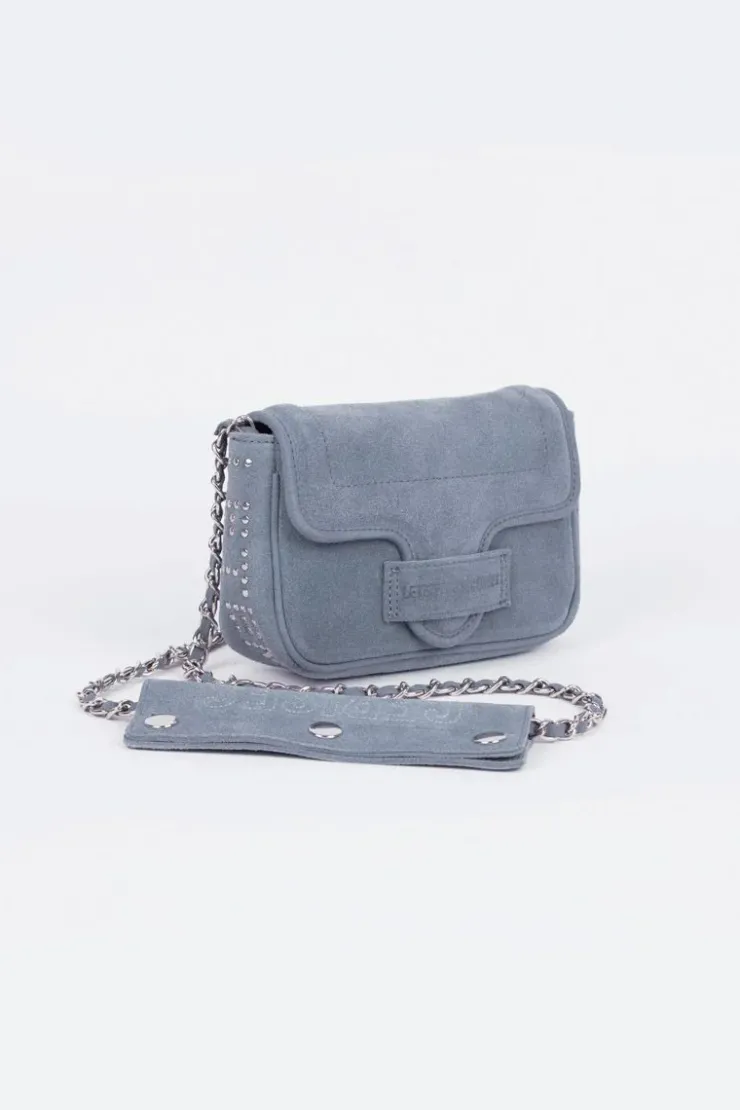 Femme Le Temps des Cerises Sacs & Portefeuilles-Sac Klelia En Cuir Suede Bleu Gris