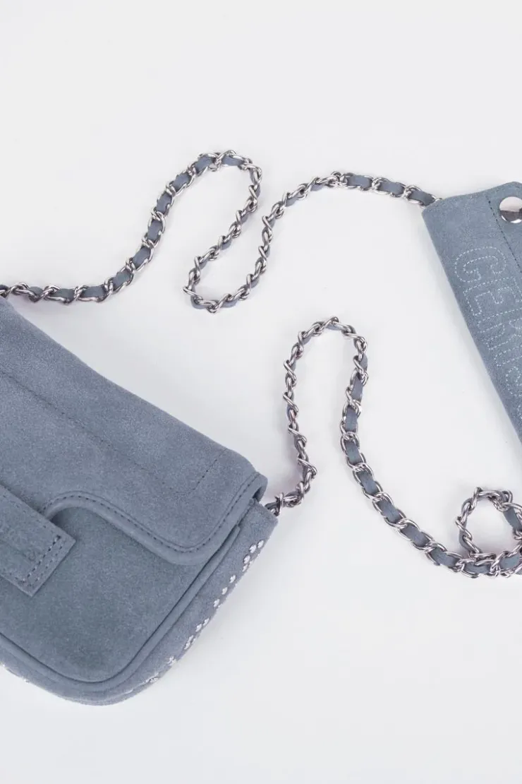 Femme Le Temps des Cerises Sacs & Portefeuilles-Sac Klelia En Cuir Suede Bleu Gris