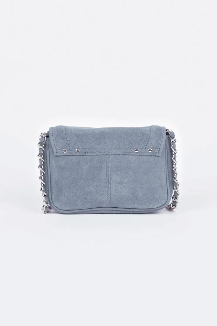 Femme Le Temps des Cerises Sacs & Portefeuilles-Sac Klelia En Cuir Suede Bleu Gris