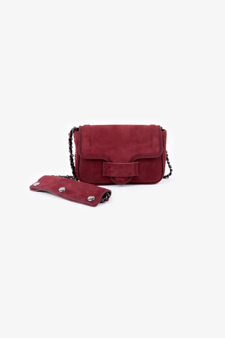 Femme Le Temps des Cerises Sacs & Portefeuilles-Sac Klelia En Cuir Suede Bordeaux