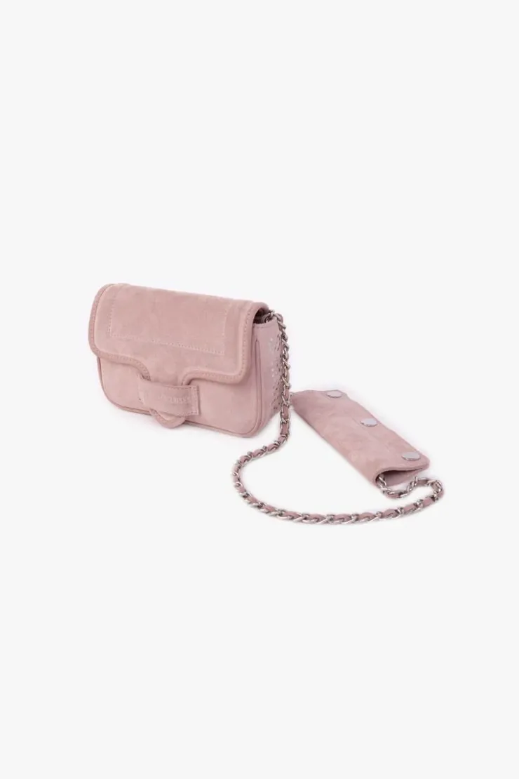 Femme Le Temps des Cerises Sacs & Portefeuilles-Sac Klelia En Cuir Suede Rose Poudre