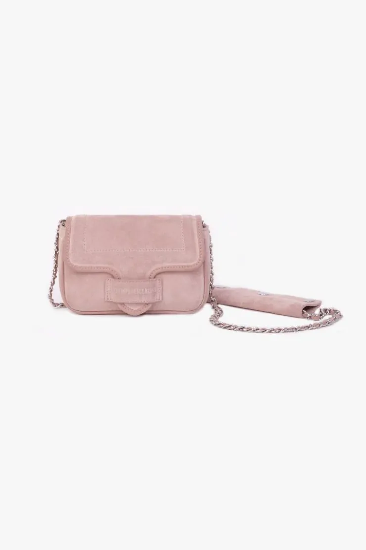 Femme Le Temps des Cerises Sacs & Portefeuilles-Sac Klelia En Cuir Suede Rose Poudre