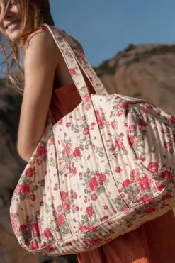 Femme Le Temps des Cerises Sacs & Portefeuilles-Sac Week-End Lisia A Motif Fleuri Rose