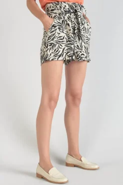 Femme Le Temps des Cerises Shorts & Jupes-Short En Lin Melange Lest A Motif Animalier