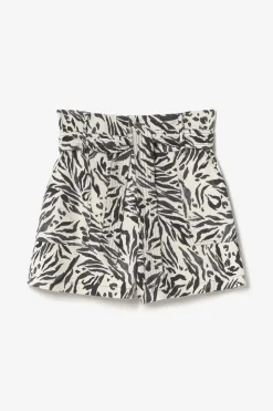 Femme Le Temps des Cerises Shorts & Jupes-Short En Lin Melange Lest A Motif Animalier