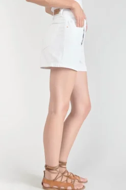 Femme Le Temps des Cerises Coupe Criss Cross-Short Mosta En Jeans Blanc A Fermeture Asymetrique