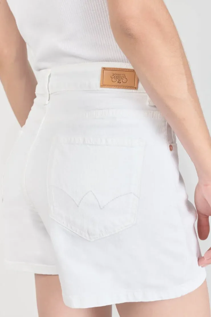 Femme Le Temps des Cerises Coupe Criss Cross-Short Mosta En Jeans Blanc A Fermeture Asymetrique
